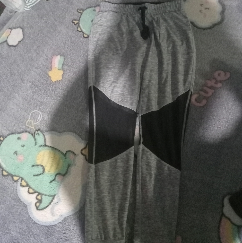Womens Gray and Black Jogger Pants
